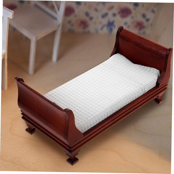 VICASKY Letto in Miniatura in Legno per Casa delle Bambole 15x7x7 cm Marrone