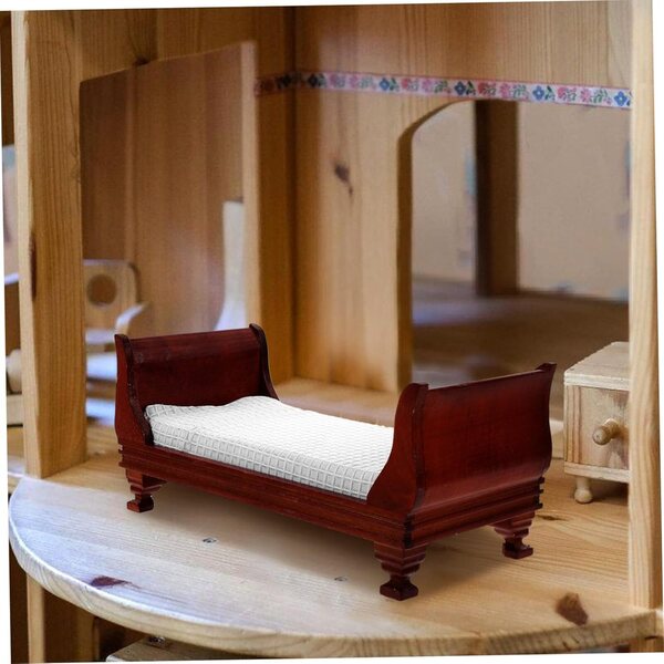 VICASKY Letto in Miniatura in Legno per Casa delle Bambole 15x7x7 cm Marrone