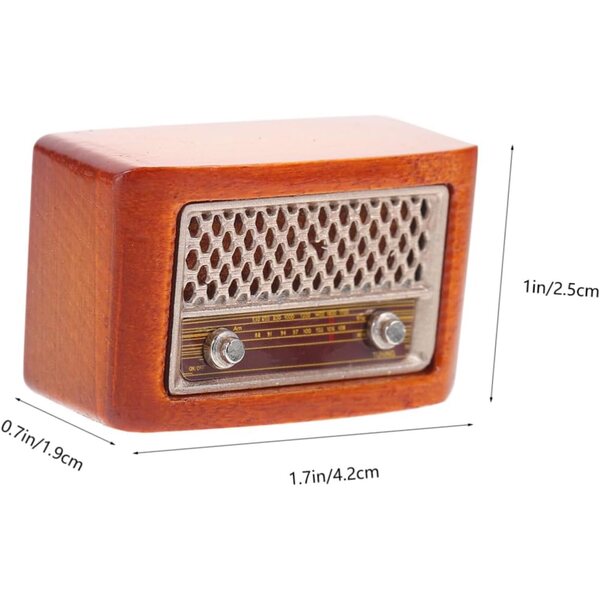 VICASKY Mini Radio Vintage in Ferro e Legno, Decorazione Casa delle Bambole Marrone