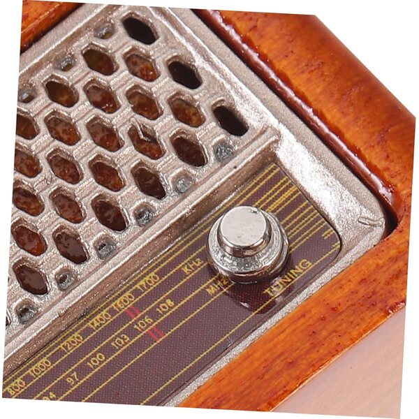VICASKY Mini Radio Vintage in Ferro e Legno, Decorazione Casa delle Bambole Marrone