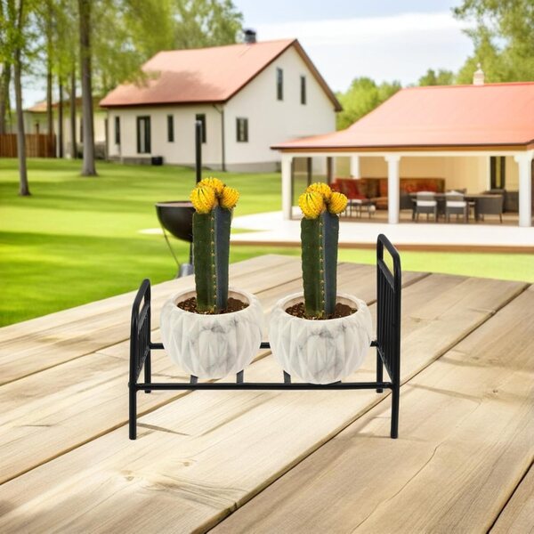 VICASKY Supporto miniatura in ferro per vasi da fiori, decorazione vintage nero