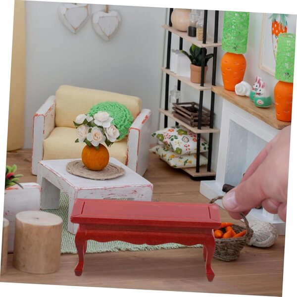 VICASKY Mini Tavolo in Legno Massello per Casa delle Bambole 9,5x4x4 cm Decorativo