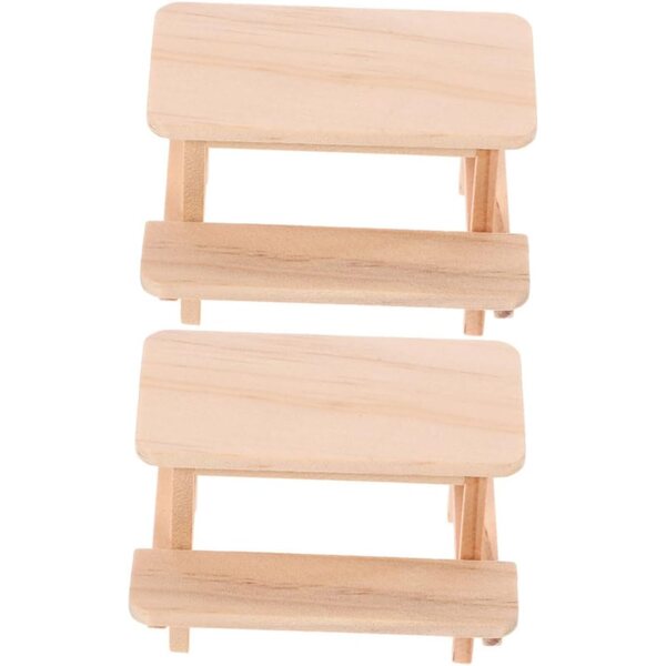 VICASKY 2-teiliges Set Mini-Holztisch und Stuhl für Puppenhaus, realistisch und langlebig