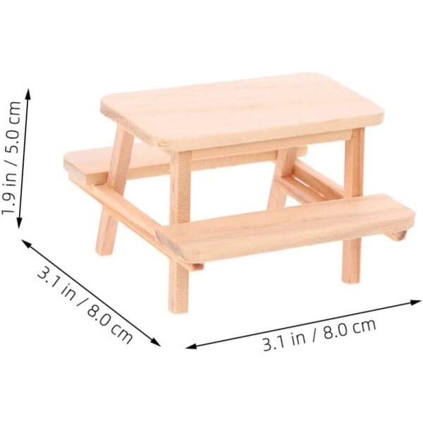 VICASKY Set 2 pezzi mini tavolo e sedia in legno per casa delle bambole, realistico e durevole
