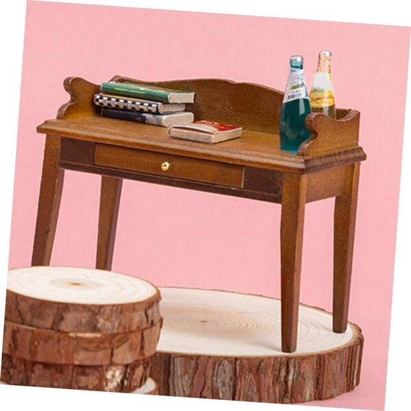 VICASKY Mini Tavolo in Legno per Casa delle Bambole, Scrivania Decorativa in Miniatura