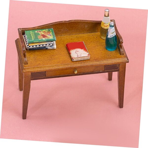 VICASKY Mini Tavolo in Legno per Casa delle Bambole, Scrivania Decorativa in Miniatura