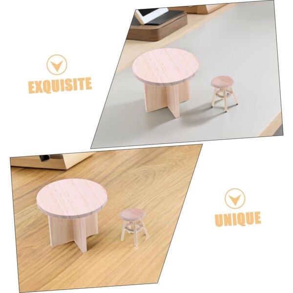 VICASKY Set Mobili Miniatura Casa delle Bambole Tavolo e Sedie in Legno Beige