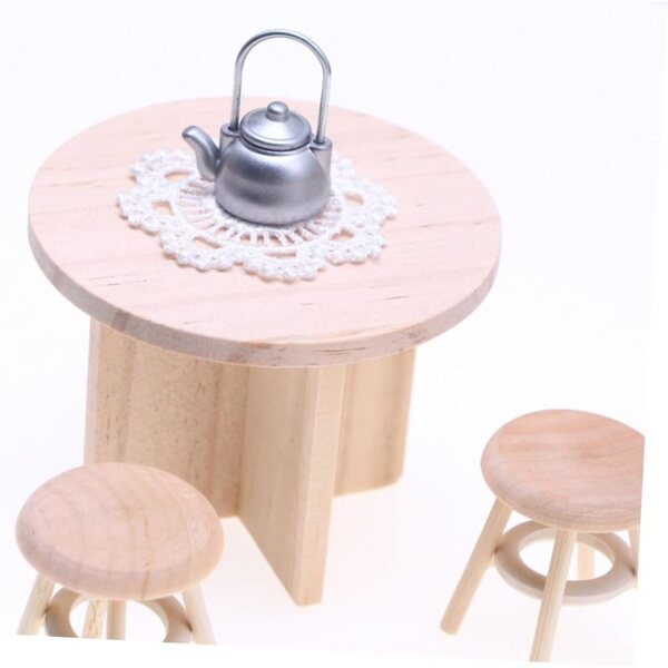 VICASKY Set Mobili Miniatura Casa delle Bambole Tavolo e Sedie in Legno Beige