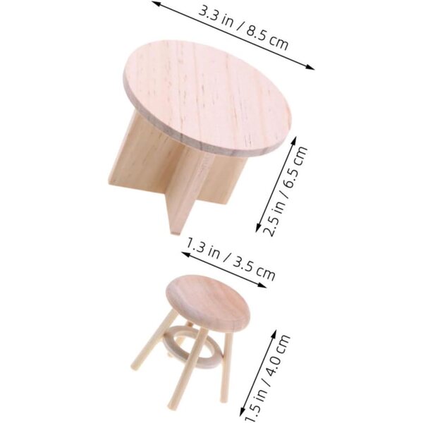 VICASKY Set Mobili Miniatura Casa delle Bambole Tavolo e Sedie in Legno Beige
