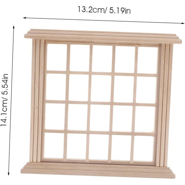 VICASKY Mini-Holzfenster für Puppenhaus, 14 x 13 cm, dekoratives Accessoire