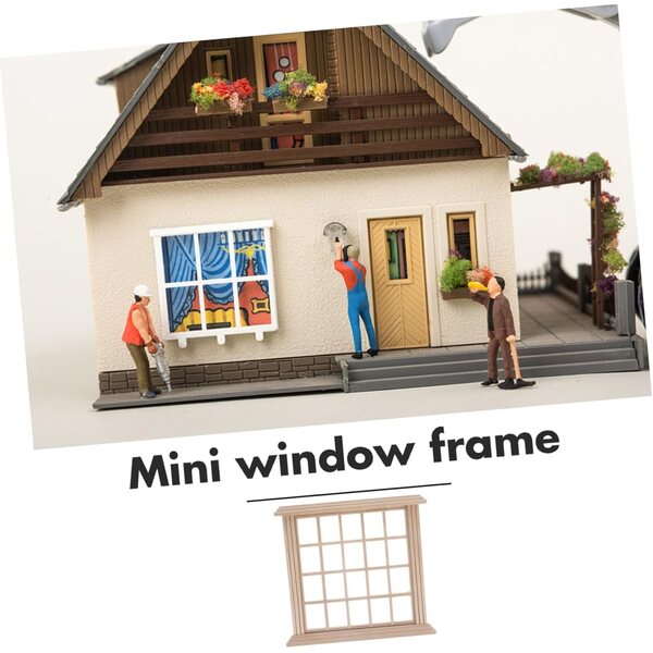 VICASKY Mini-Holzfenster für Puppenhaus, 14 x 13 cm, dekoratives Accessoire