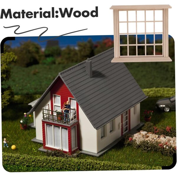 VICASKY Mini-Holzfenster für Puppenhaus, 14 x 13 cm, dekoratives Accessoire