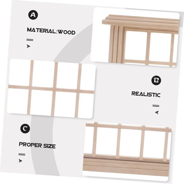 VICASKY Mini-Holzfenster für Puppenhaus, 14 x 13 cm, dekoratives Accessoire