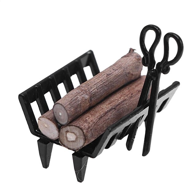 Miniatur-Brennholzhalter aus Metall, schwarz, Puppenhaus-Dekor