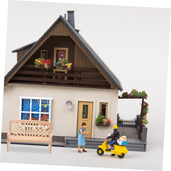 VICASKY Mini-Puppenhausbank aus Holz, 13 x 8,5 x 5 cm, Vintage-Dekoration