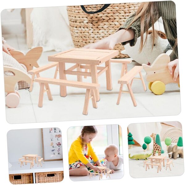 VICASKY Set aus 2 Mini-Tischen und 8 DIY-Holzstühlen für Dekoration und 3D-Puzzles