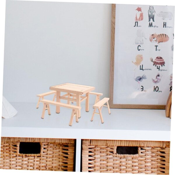 VICASKY Set aus 2 Mini-Tischen und 8 DIY-Holzstühlen für Dekoration und 3D-Puzzles