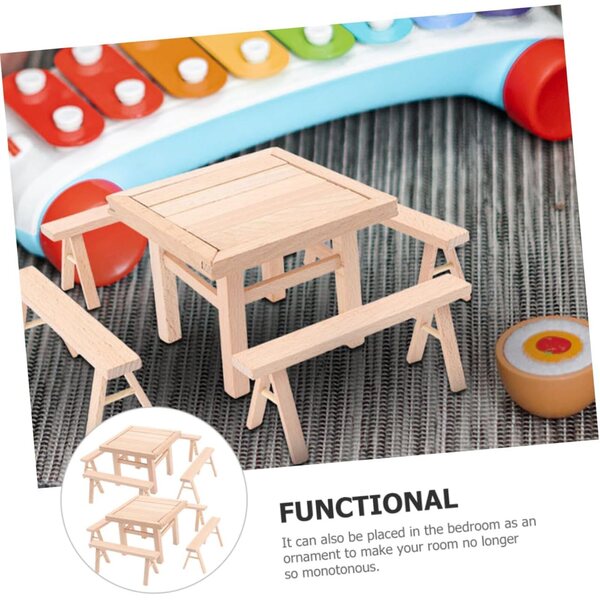 VICASKY Set aus 2 Mini-Tischen und 8 DIY-Holzstühlen für Dekoration und 3D-Puzzles