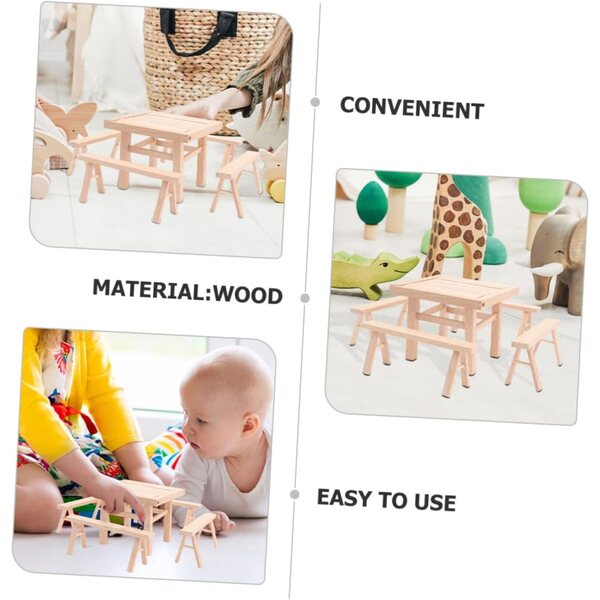 VICASKY Set aus 2 Mini-Tischen und 8 DIY-Holzstühlen für Dekoration und 3D-Puzzles