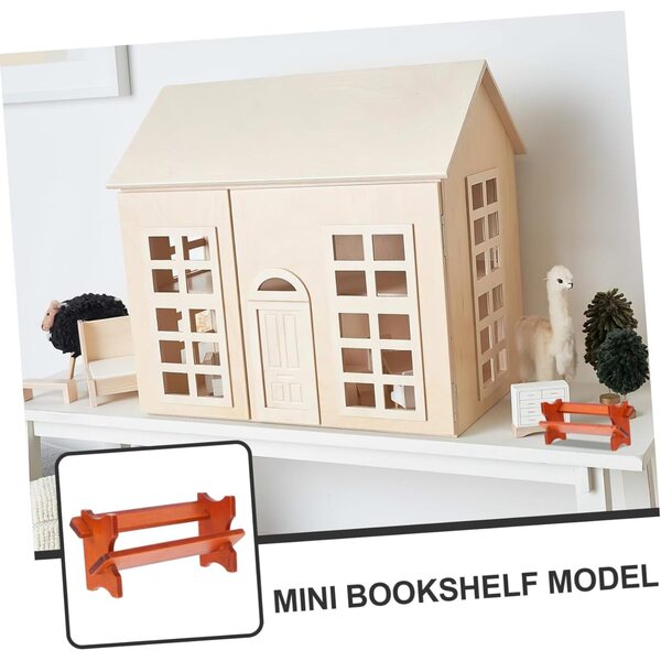 VICASKY Mini-Bücherregal aus Holz für Puppenhaus, realistische Miniaturmöbel