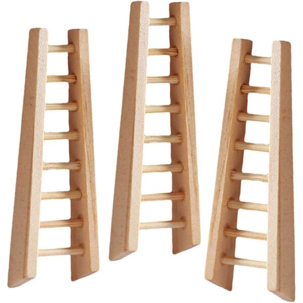 VICASKY Mini dekorative Holzleiter, 3-teiliges Set für Puppenhaus