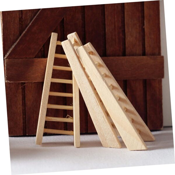 VICASKY Mini dekorative Holzleiter, 3-teiliges Set für Puppenhaus