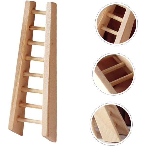 VICASKY Mini dekorative Holzleiter, 3-teiliges Set für Puppenhaus