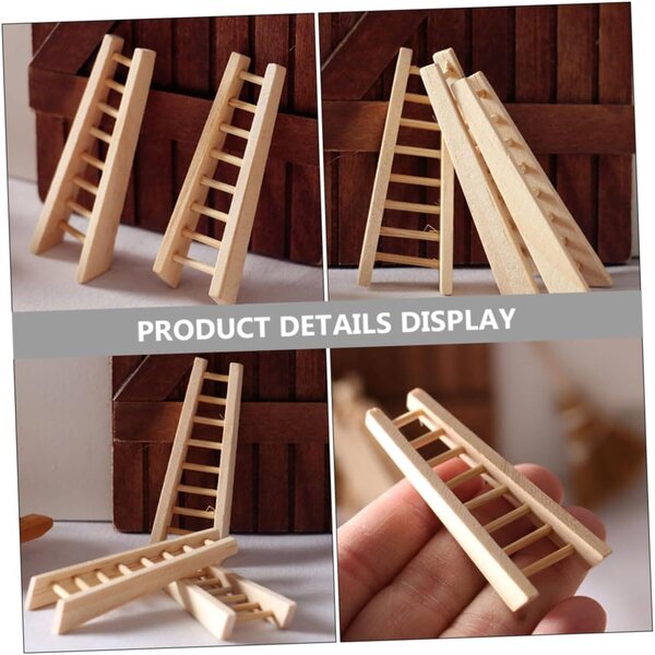 VICASKY Mini dekorative Holzleiter, 3-teiliges Set für Puppenhaus