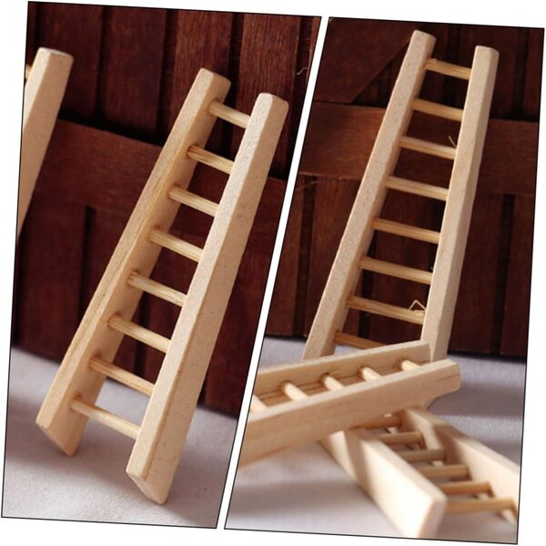 VICASKY Mini dekorative Holzleiter, 3-teiliges Set für Puppenhaus