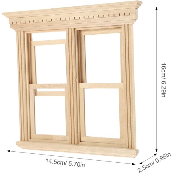 VICASKY Holzfenster für Puppenhaus-Miniaturmöbel 16x14,5 cm