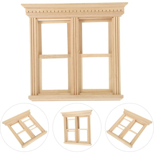 VICASKY Holzfenster für Puppenhaus-Miniaturmöbel 16x14,5 cm