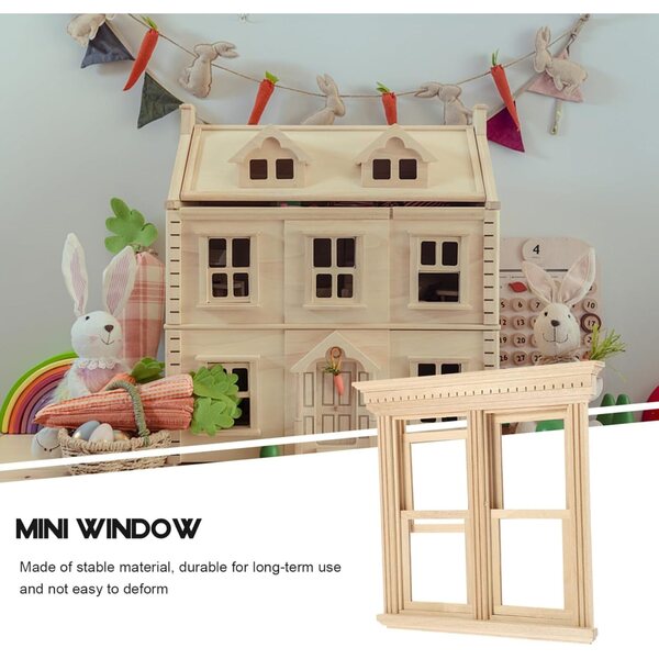 VICASKY Holzfenster für Puppenhaus-Miniaturmöbel 16x14,5 cm
