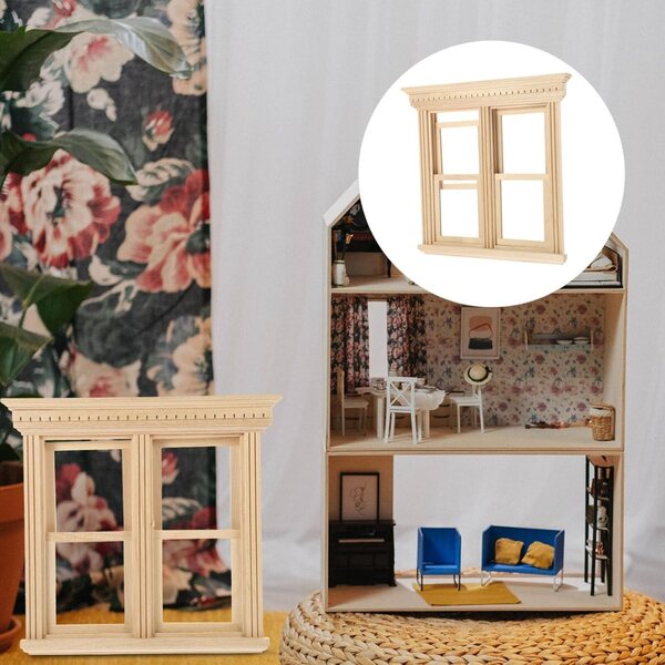 VICASKY Holzfenster für Puppenhaus-Miniaturmöbel 16x14,5 cm
