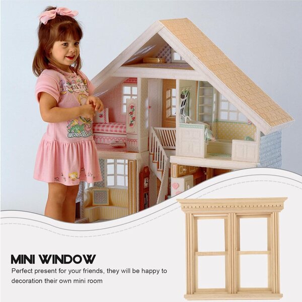 VICASKY Holzfenster für Puppenhaus-Miniaturmöbel 16x14,5 cm