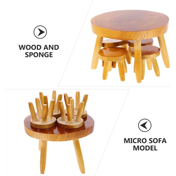 Set Miniatura Mobili Casa delle Bambole Legno Tavolo e 4 Sedie Scala 1:12 VICASKY