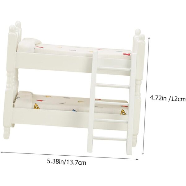 VICASKY Mini Letto a Castello in Legno per Casa delle Bambole, Set 12 Mobili Miniatura