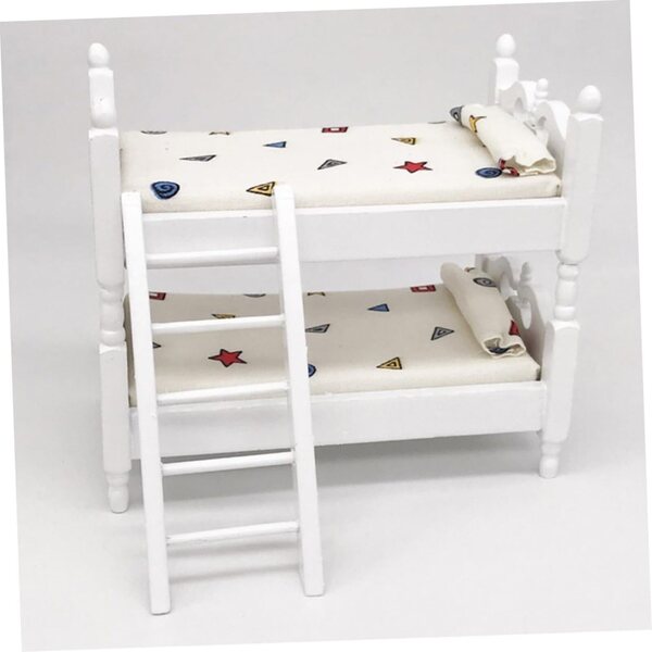 VICASKY Mini Letto a Castello in Legno per Casa delle Bambole, Set 12 Mobili Miniatura
