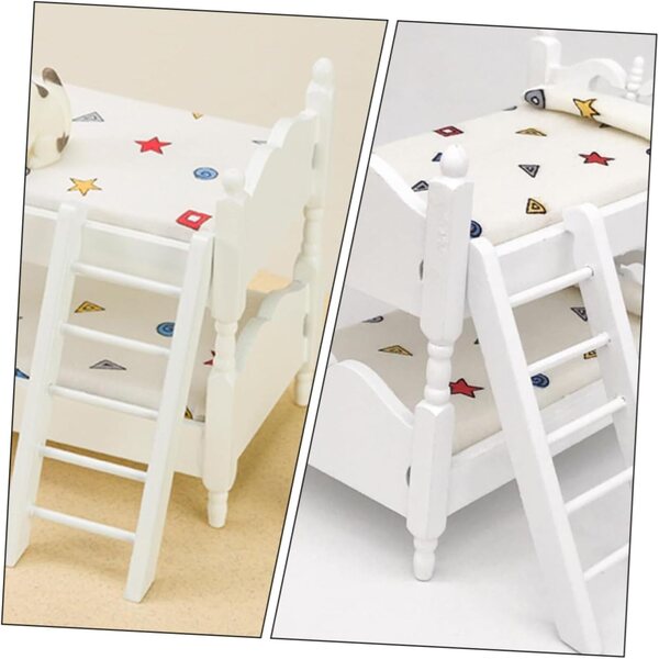 VICASKY Mini Letto a Castello in Legno per Casa delle Bambole, Set 12 Mobili Miniatura