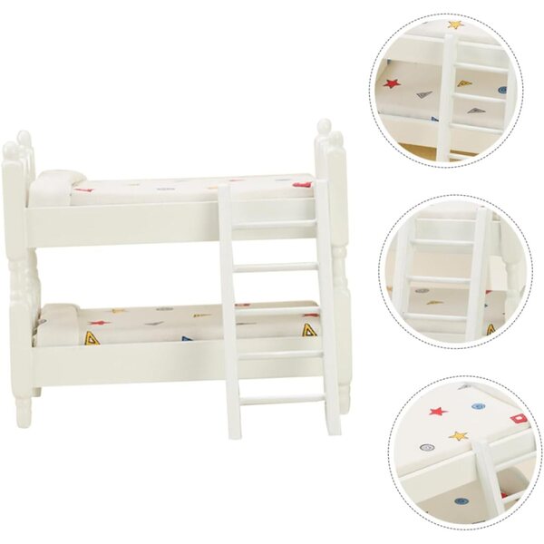 VICASKY Mini Letto a Castello in Legno per Casa delle Bambole, Set 12 Mobili Miniatura