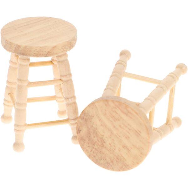 VICASKY 2 Stück runder Mini-Holzhocker für Puppenhaus und Dekorationen