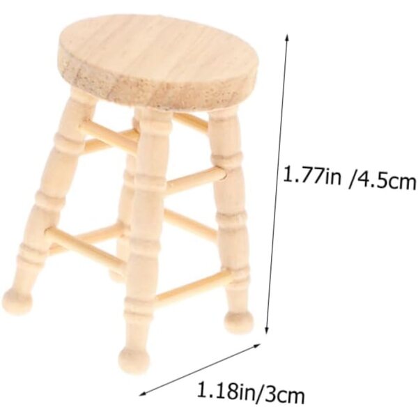 VICASKY 2pz Mini Sgabello Rotondo in Legno per Casa delle Bambole e Decorazioni