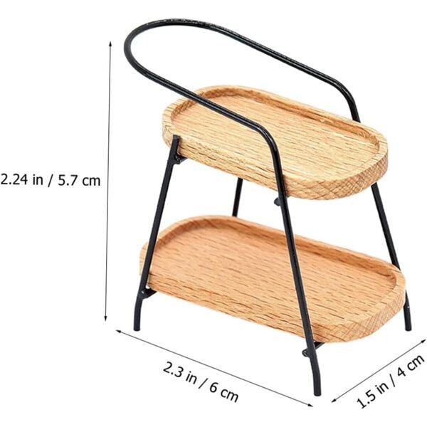 VICASKY Mini-Dekoregal aus Legierung und Holz für Puppenhäuser und Miniaturen