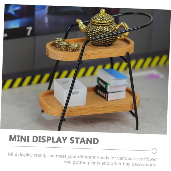 VICASKY Mini-Dekoregal aus Legierung und Holz für Puppenhäuser und Miniaturen