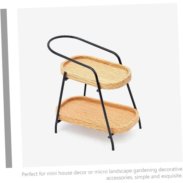 VICASKY Mini-Dekoregal aus Legierung und Holz für Puppenhäuser und Miniaturen