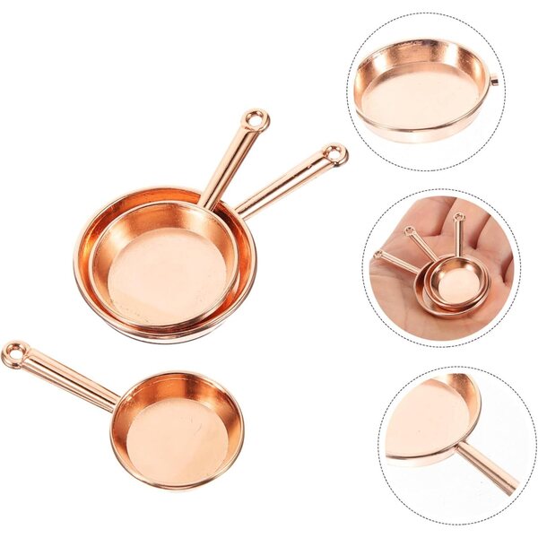 VICASKY 3 Mini Padelle in Lega Marrone Chiaro per Case delle Bambole e Miniature