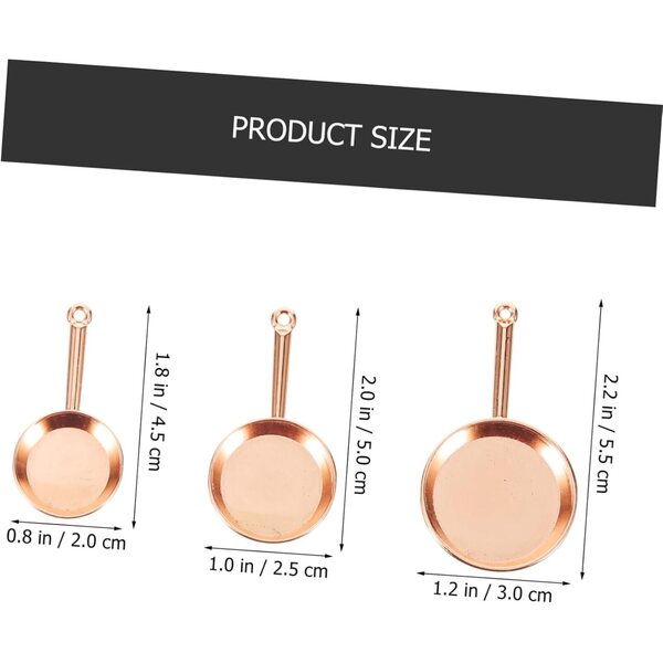 VICASKY 3 Mini Padelle in Lega Marrone Chiaro per Case delle Bambole e Miniature