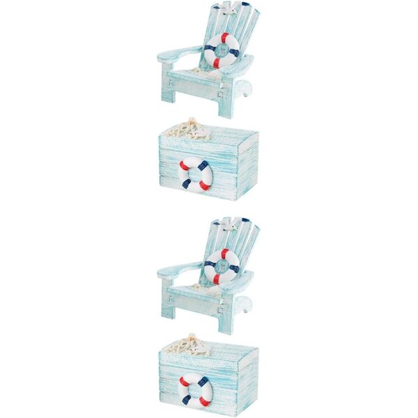 Amosfun Set mit 2 Mini-Stühlen und Holzkisten, mediterrane Wohn- und Bürodekoration