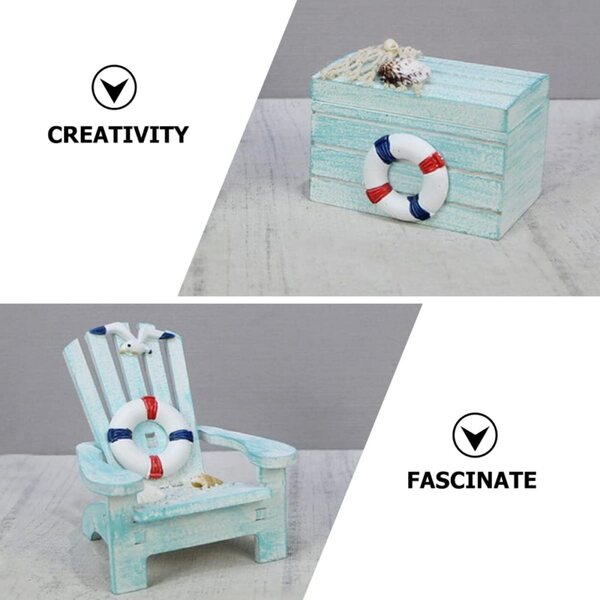 Amosfun Set 2 Mini Sedie e Scatole in Legno Decorazioni Mediterranee Casa e Ufficio