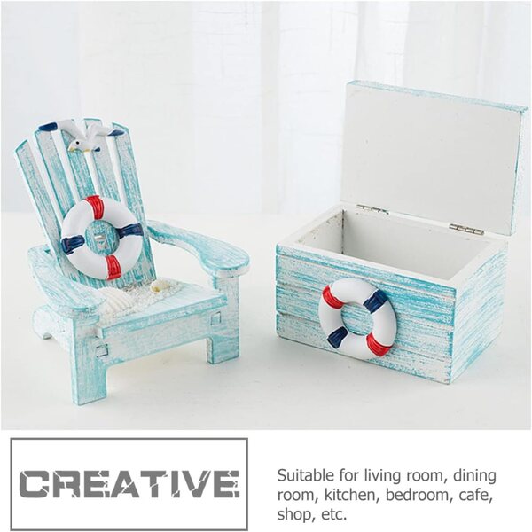 Amosfun Set 2 Mini Sedie e Scatole in Legno Decorazioni Mediterranee Casa e Ufficio