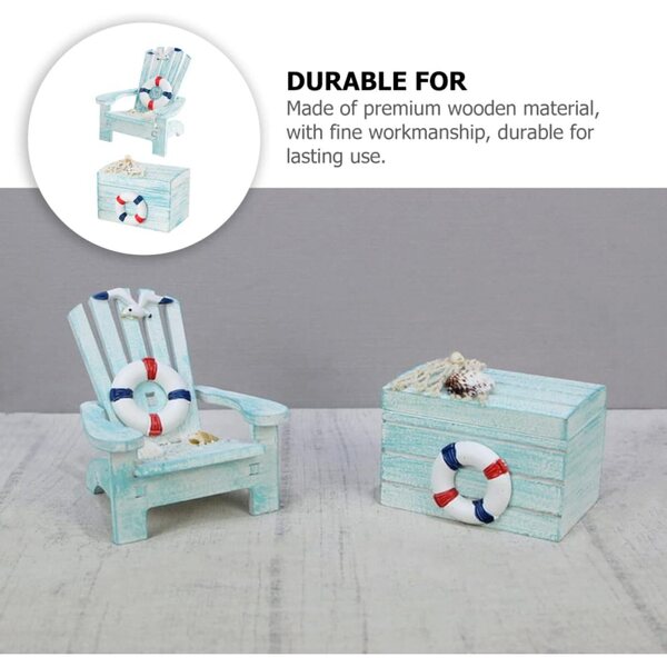 Amosfun Set 2 Mini Sedie e Scatole in Legno Decorazioni Mediterranee Casa e Ufficio